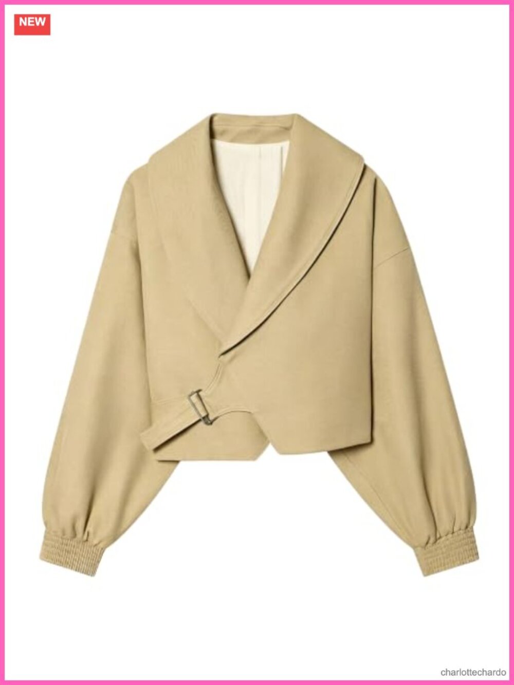 Oversized Cropped Casual Jacket Balloon Sleeve Loose Fit Lapel Collar Fall Layer